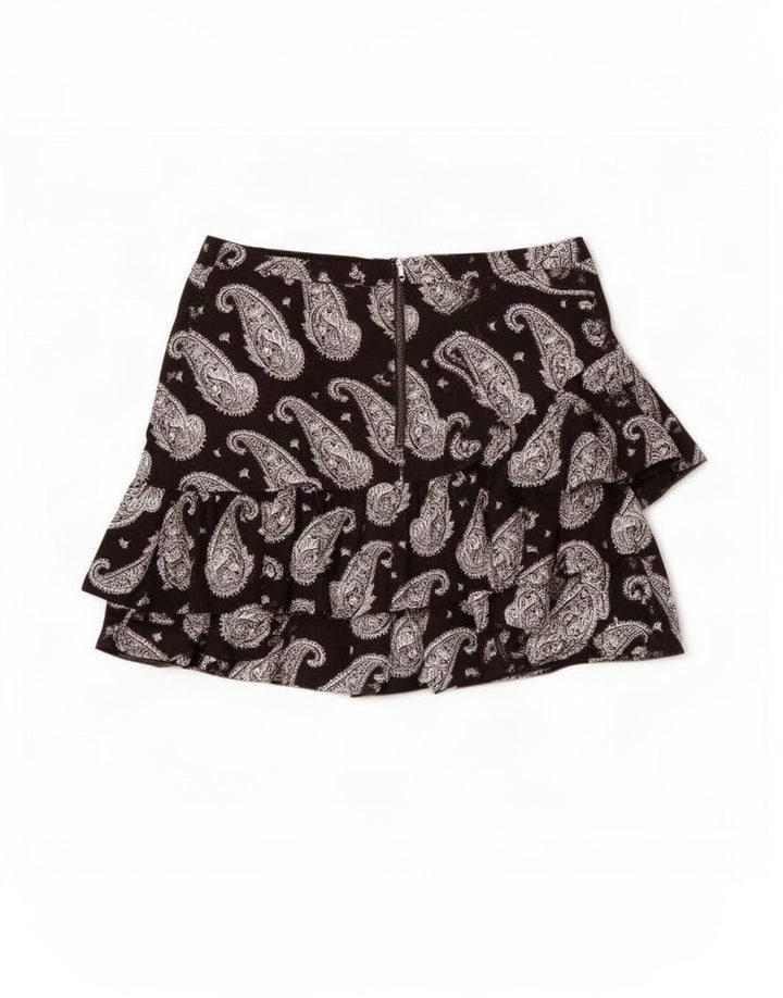 Ted Baker Dame Mini Flæse Nederdel Str. 4 Large W32 Sort Paisley Viscose