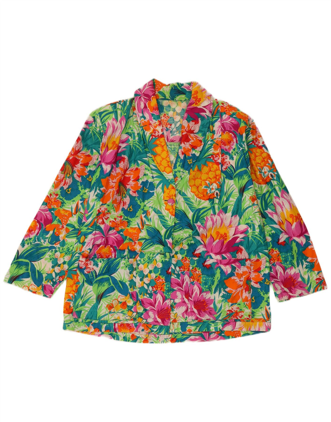 Vintage Dame 2 Button Blazer Jacket UK 16 Large Multicolored Floral