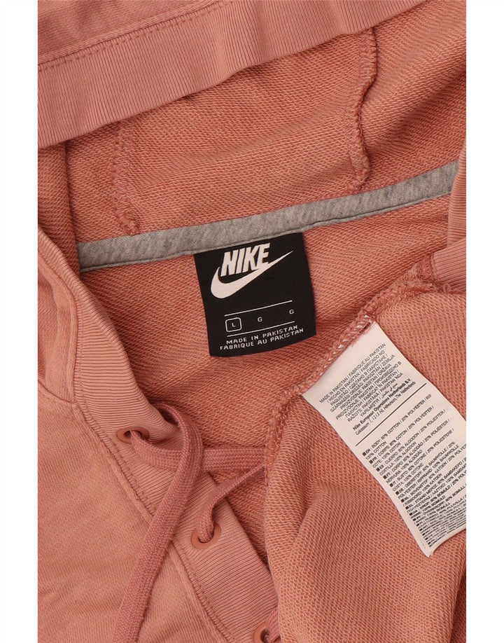 NIKE Womens Oversized Hoodie Jumper UK 16 Large Maroon Cotton