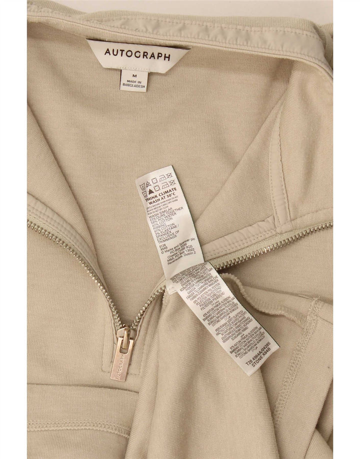 Marks & Spencer Herre 1/4 Zip Top Langærmet Medium Beige Bomuld