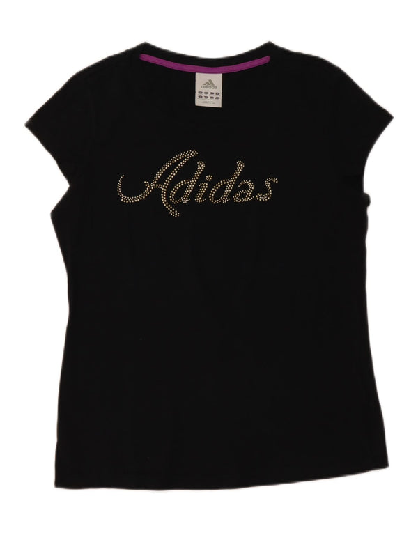 Adidas Grafisk T-shirt top til kvinder DK 12/14 medium sort bomuld