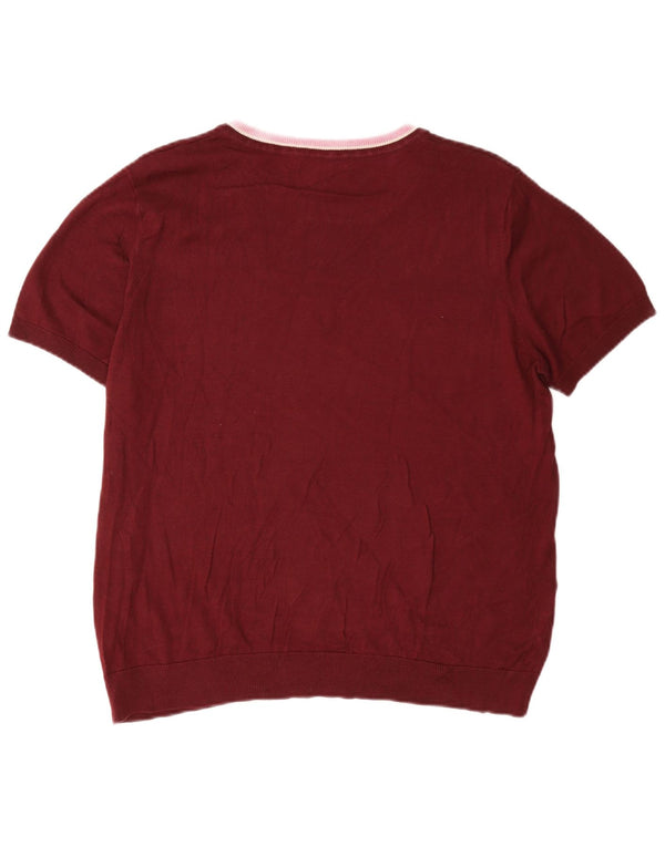 Max Mara Dame Weekend Boat Neck Jumper Sweater UK 16 Large Burgundy