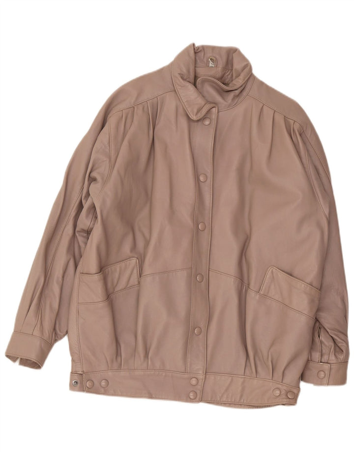 Vintage oversize læderjakke til kvinder UK 14 Medium Lilla