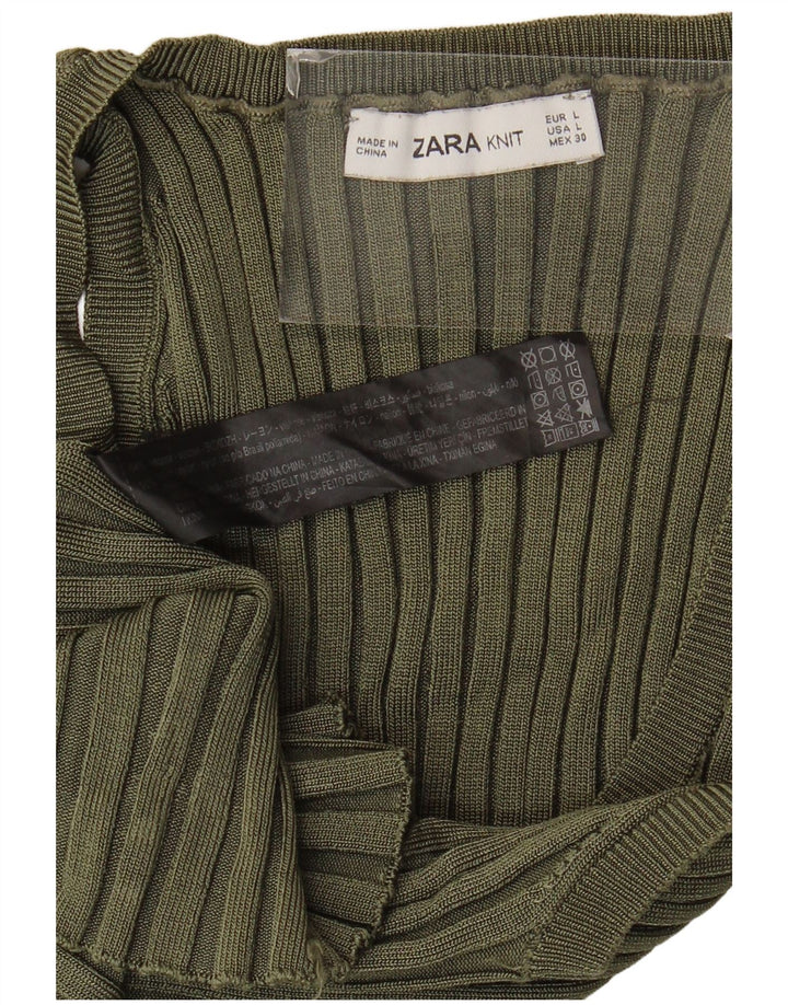 Zara Damevest Top UK 14 Large Khaki Viscose