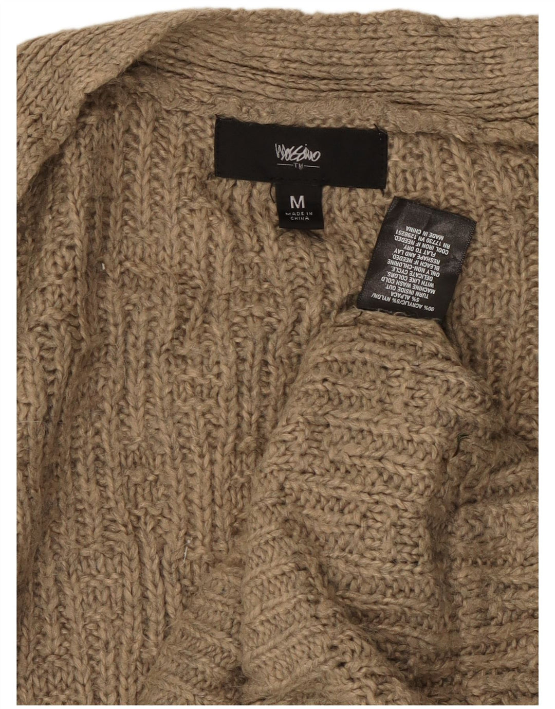 MOSSIMO Womens Longline Open Cardigan Sweater UK 14 Medium Beige Akryl