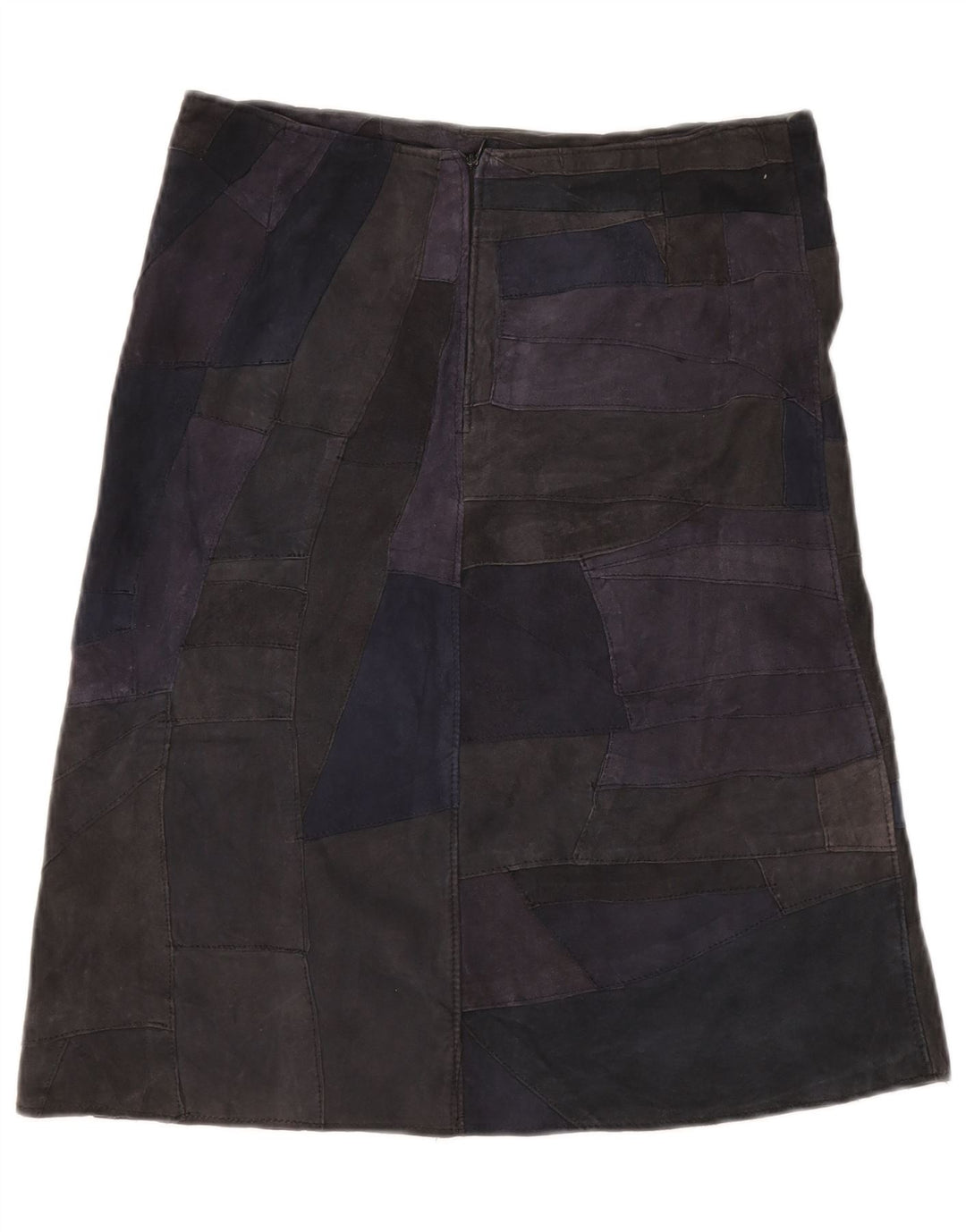 VINTAGE ruskindsnederdel til kvinder UK 10 Small W28 Flerfarvet patchwork-læder