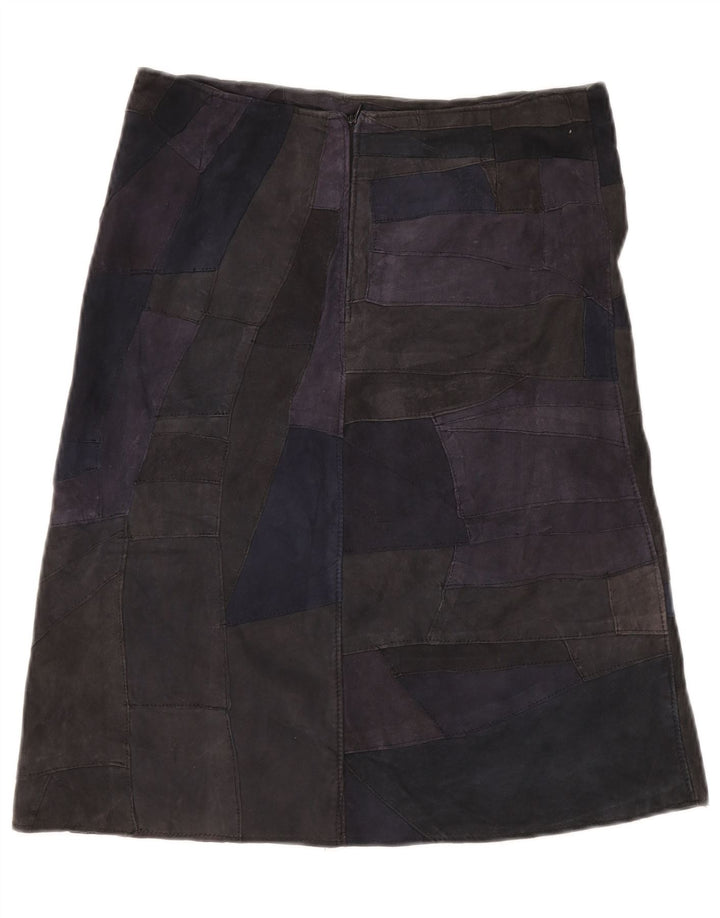 VINTAGE ruskindsnederdel til kvinder UK 10 Small W28 Flerfarvet patchwork-læder