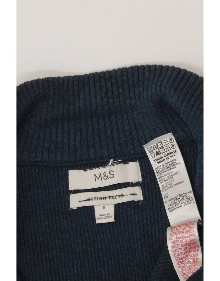 Marks & Spencer Herre Cardigan Sweater Lille Blå Polyester
