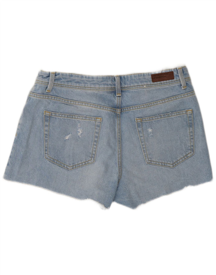 Benetton Womens Distressed Denim Shorts W31 Medium Blue Bomuld
