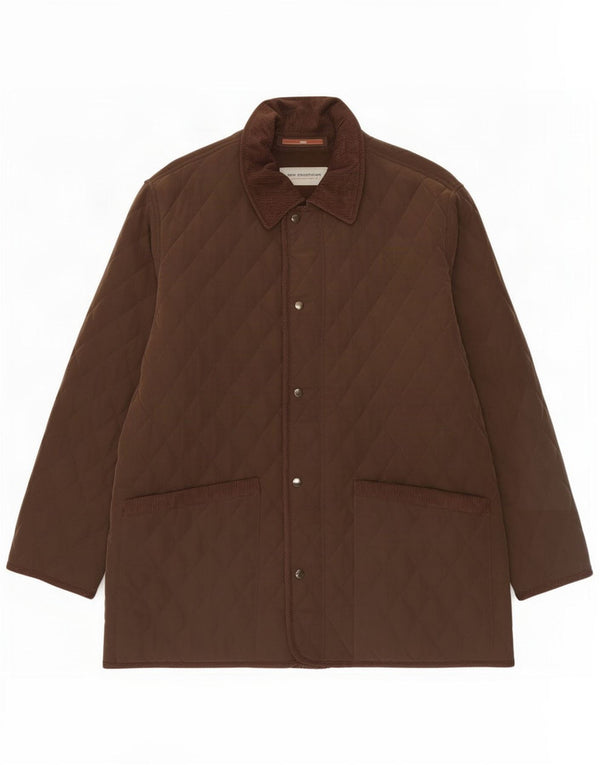 Vintage Mens Quilted Windbreaker Coat UK 46 3XL Brown Polyester