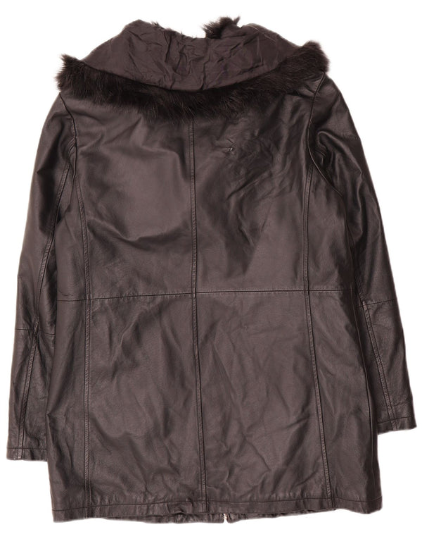 Wallis Dame Oversized Læderfrakke UK 10 Small Black