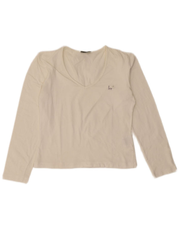 Lee Womens Crop Top Langærmet UK 14 Large White Bomuld
