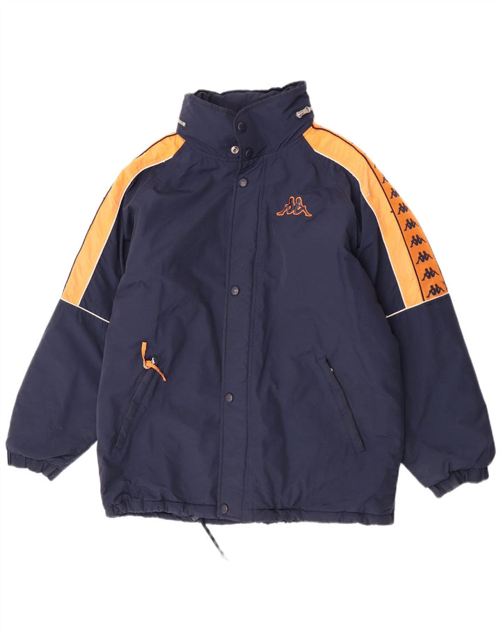 Kappa Herre grafisk hættepolstret jakke UK 38 Medium Navy Blue Colourblock