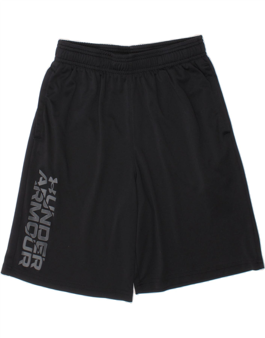 UNDER ARMOUR Boys Graphic Sport Shorts 14-15 Years Large Black Polyester Vintage Under Armour and Second-Hand Under Armour from Messina Hembry 