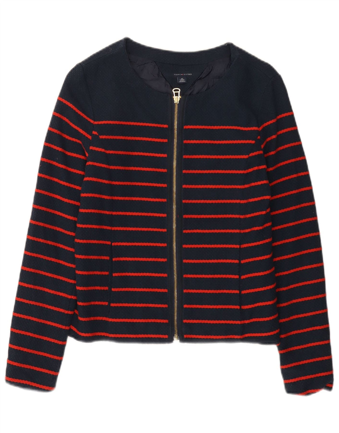 Tommy Hilfiger Dame Bomber Jacket UK 6 XS Marineblå Stribet