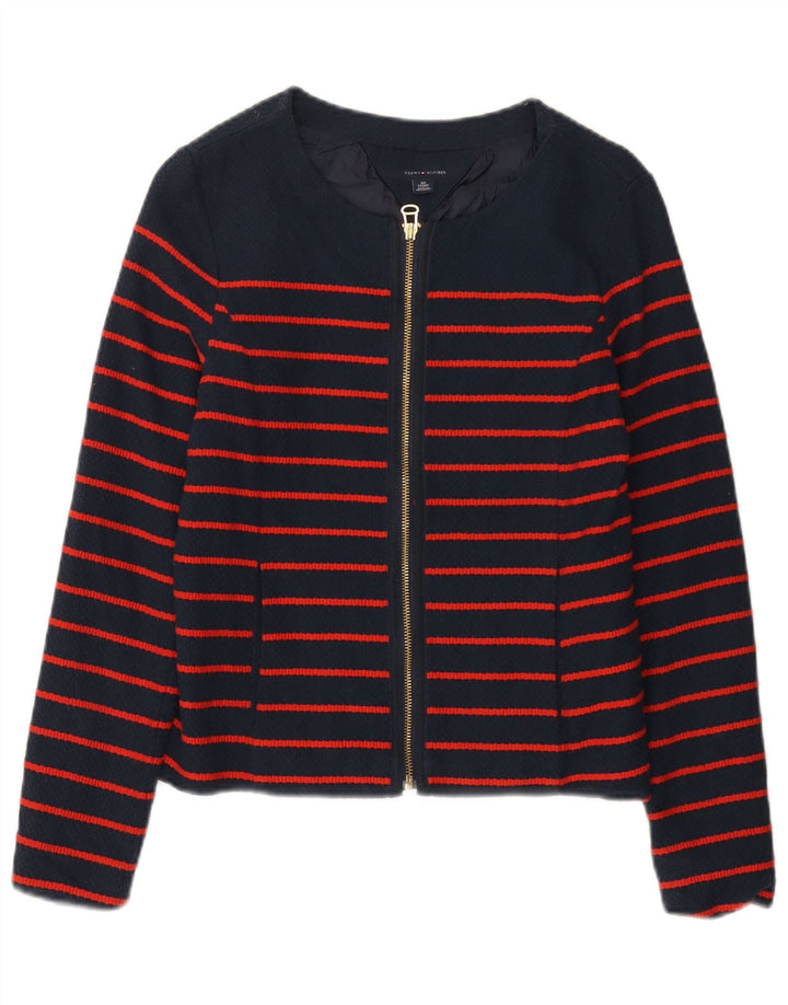 Tommy Hilfiger Dame Bomber Jacket UK 6 XS Marineblå Stribet