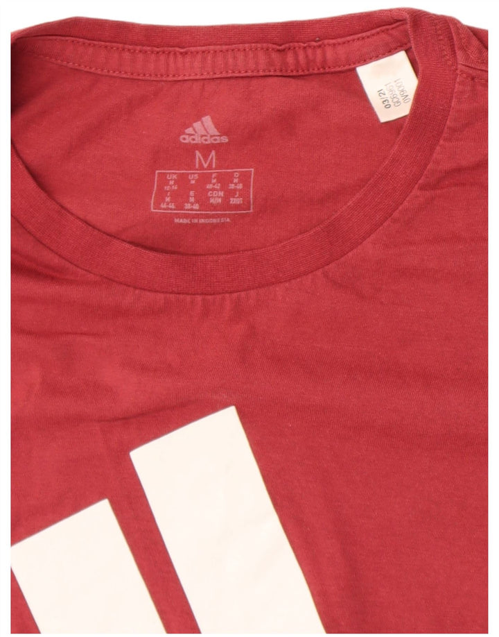 Adidas Dame Grafisk T-Shirt Top UK 12/14 Medium Rød