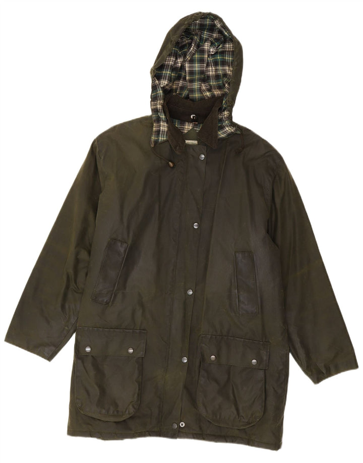 Nuage Dame Oversized Hætte Vokset Bomuld Regnfrakke UK 12 Medium Khaki