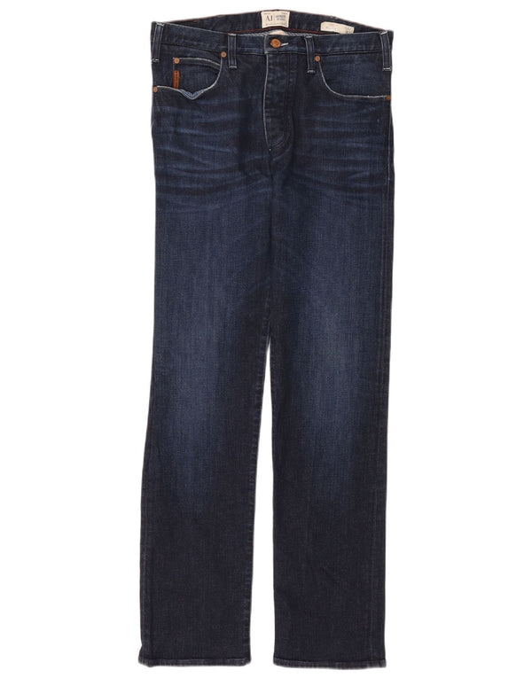 ARMANI Herre Regular Fit Straight Jeans W32 L32 Marineblå Bomuld