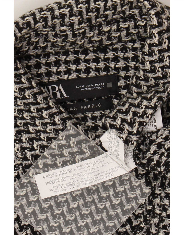 Zara Oversized bomberjakke til kvinder DK 14 Medium Sort Houndstooth Bomuld