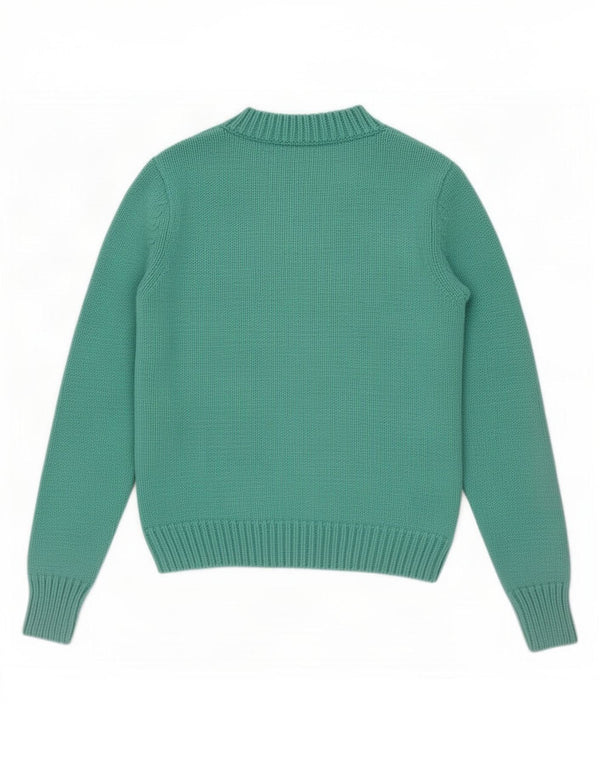 Oasis Womens Crop Crew Neck Jumper Sweater UK 10 Small Turquoise Cotton
