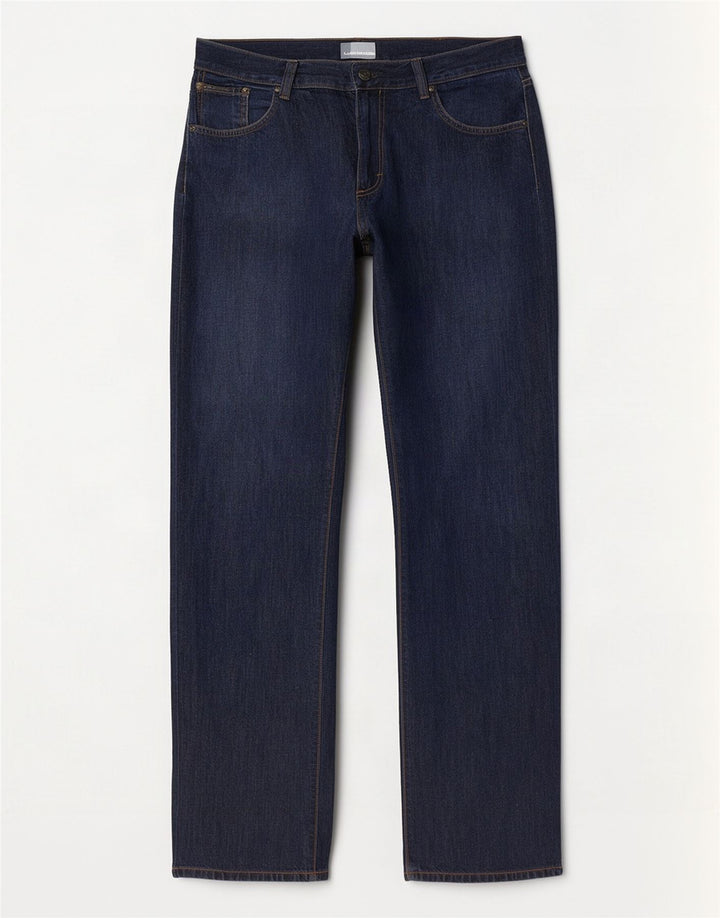 Calvin Klein Dame Straight Jeans W32 L35 Marineblå Bomuld