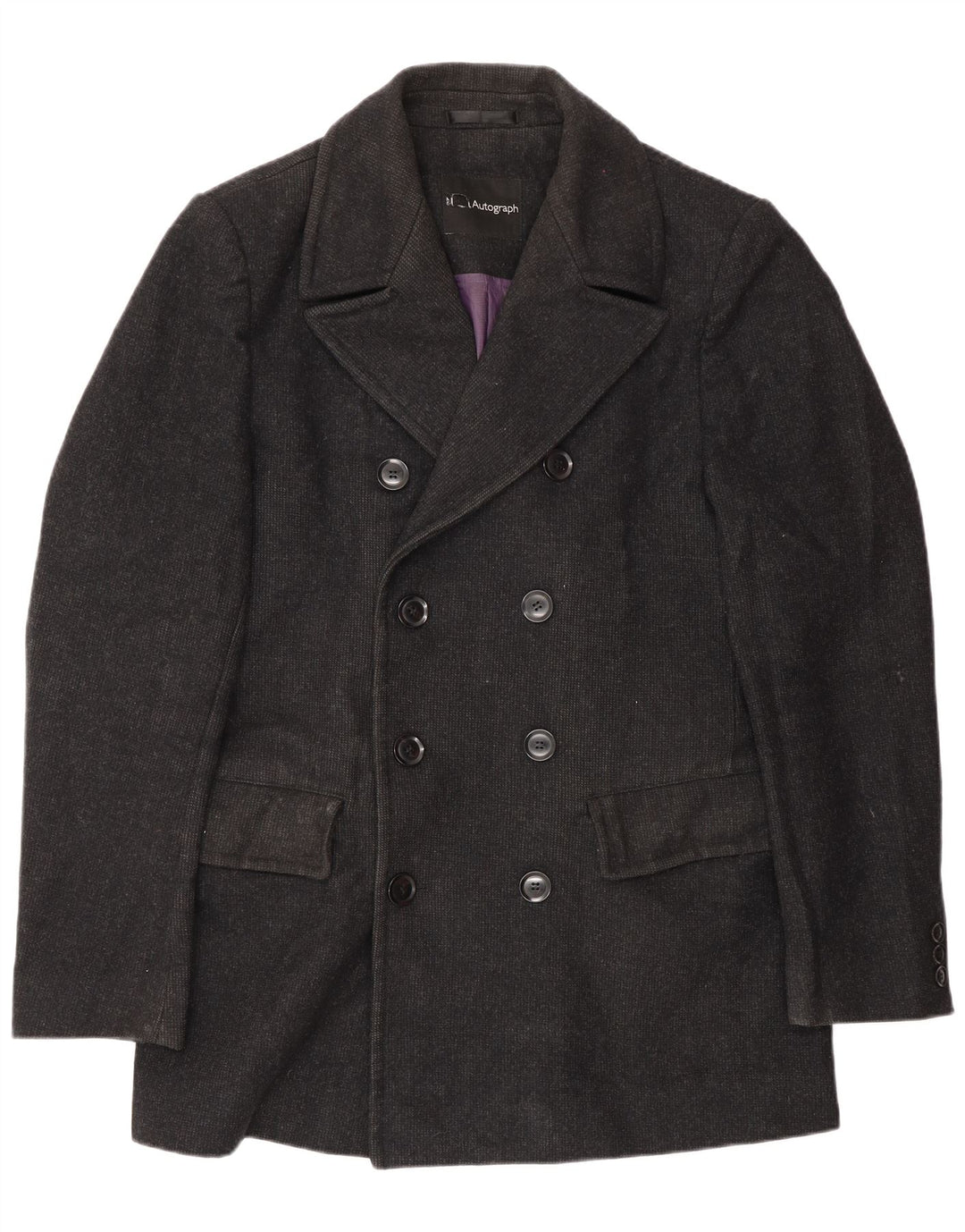 Marks & Spencer Herre Pea Coat UK 38 Medium Black Wool