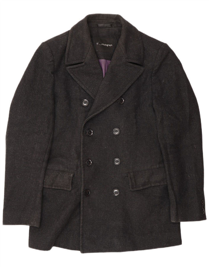 Marks & Spencer Herre Pea Coat UK 38 Medium Black Wool