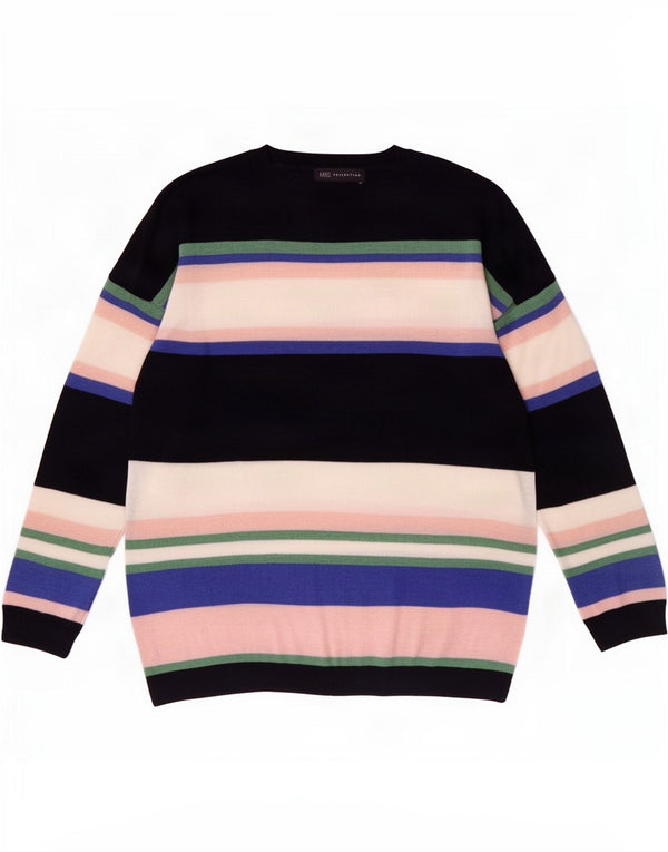Marks & Spencer Dame sweater med rund hals DK 14 Medium Sort Stribet