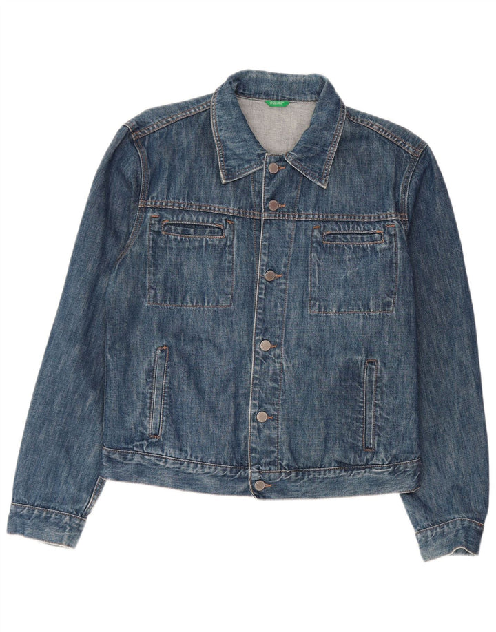 Benetton Dame denimjakke UK 14 Medium Blue Bomuld