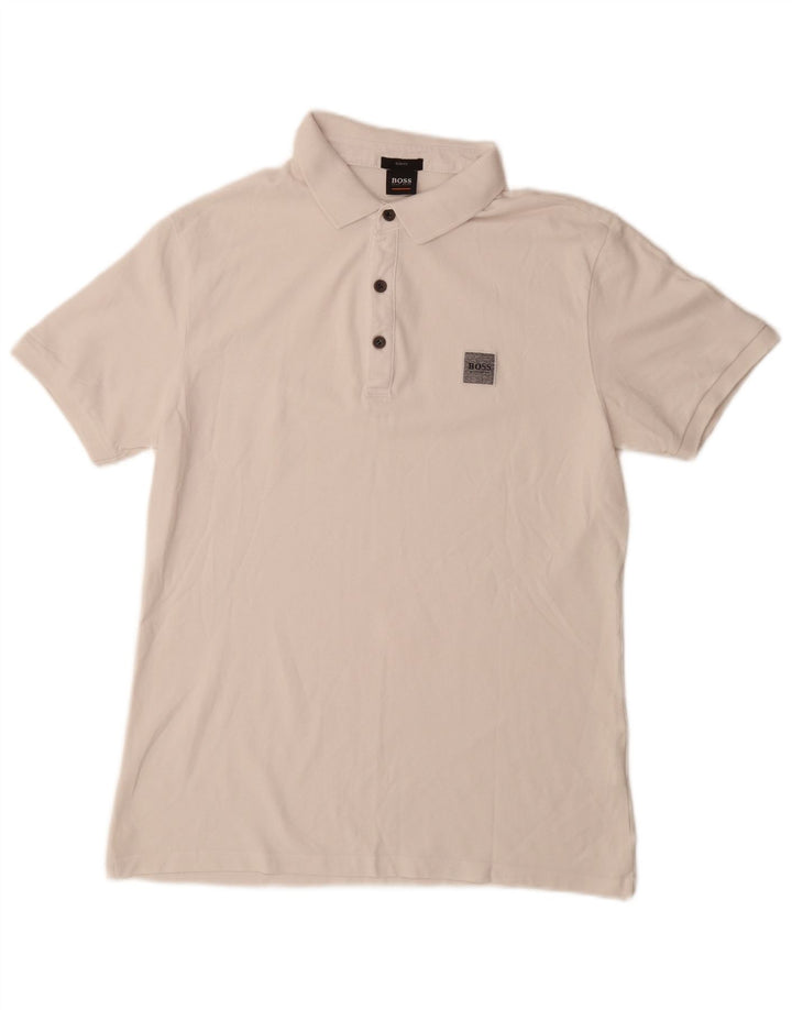 HUGO BOSS Herre Slim Fit Polo Shirt Stor hvid bomuld