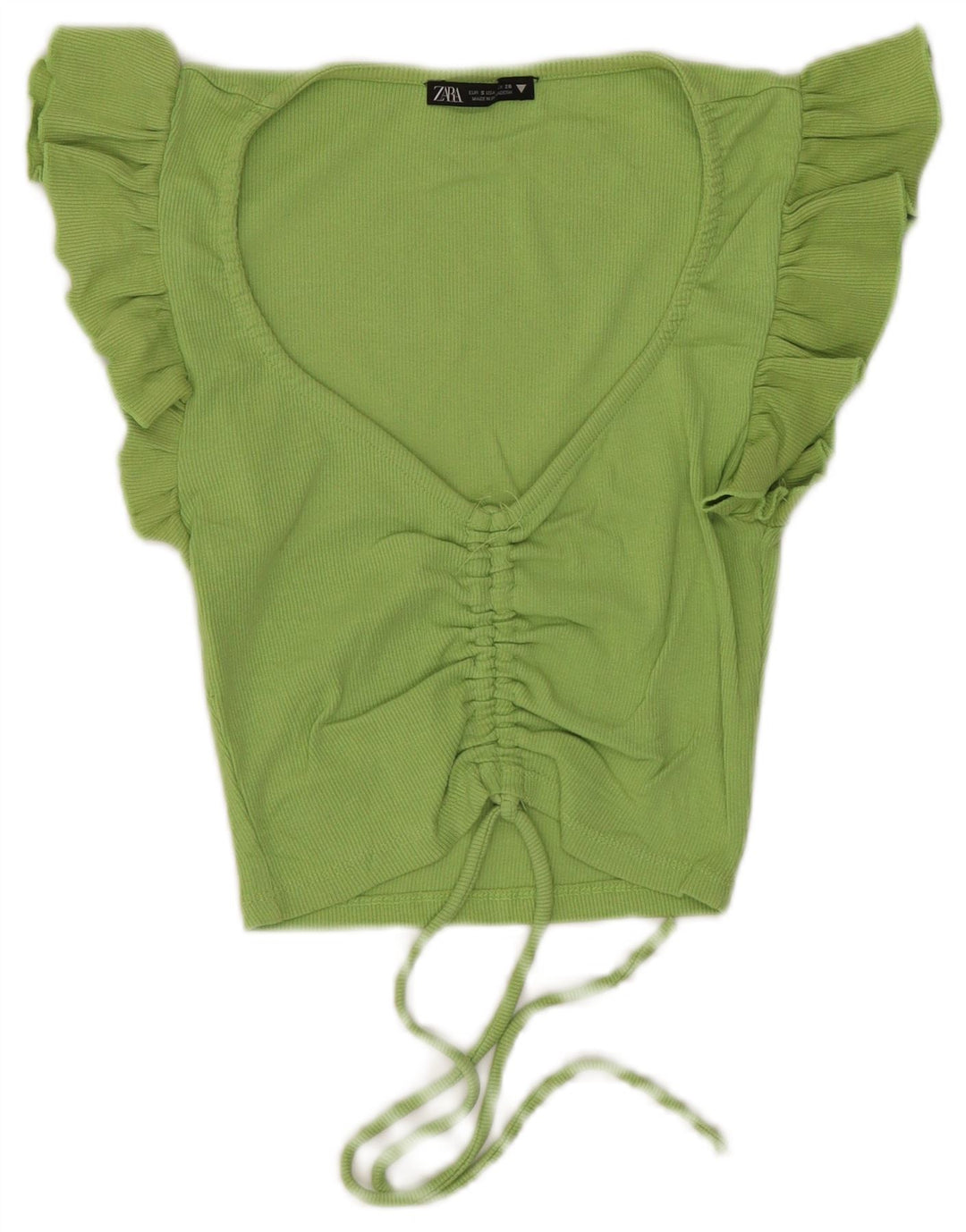Zara Womens Crop Bluse Top UK 8 Small Green