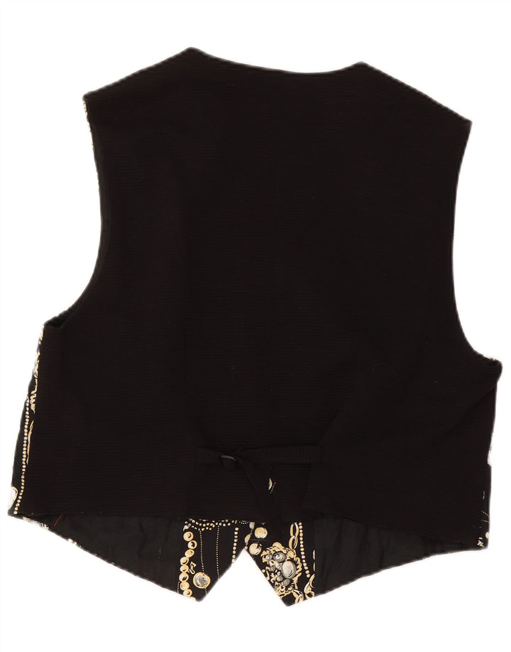 Franken Walder Dame abstrakt mønster vest IT 46 Large Black Acetate