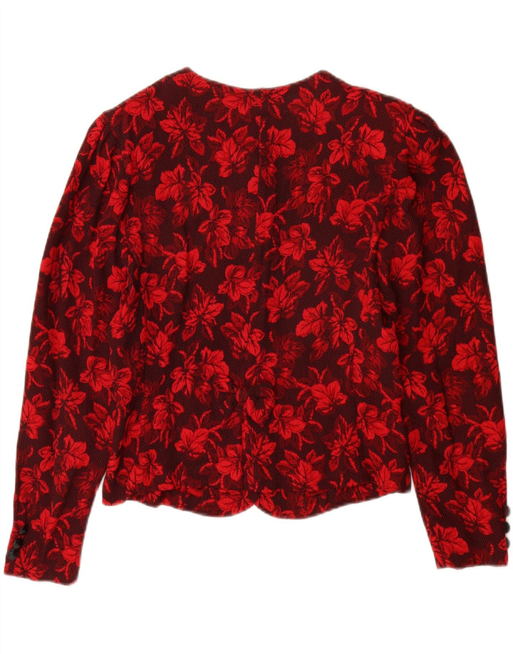 Vintage dame cardigan top IT 44 Medium Red Floral Viscose