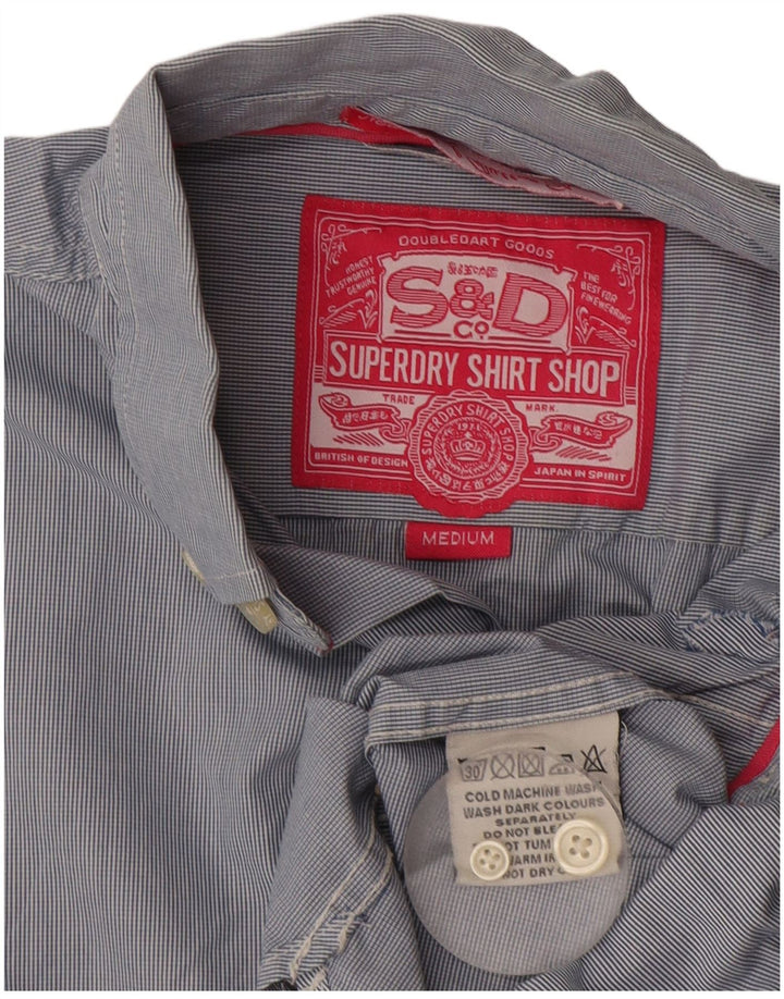 Superdry herreskjorte mellemblå nålestribet bomuld