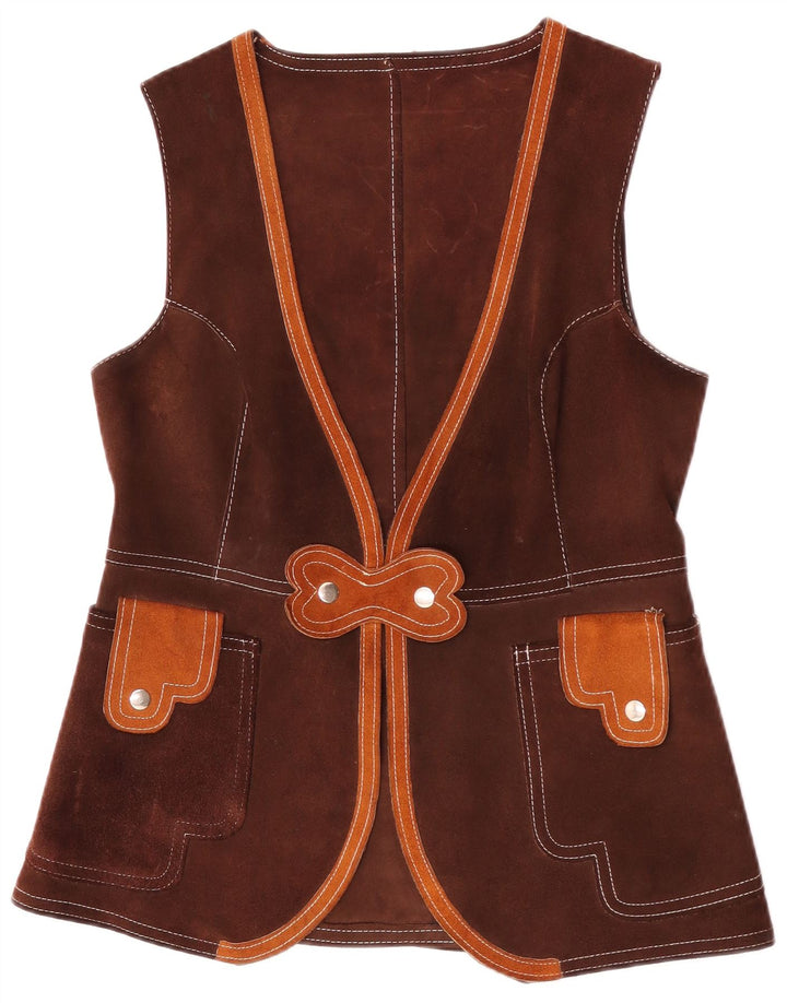 Vintage dame ruskind vest UK 12 medium brun