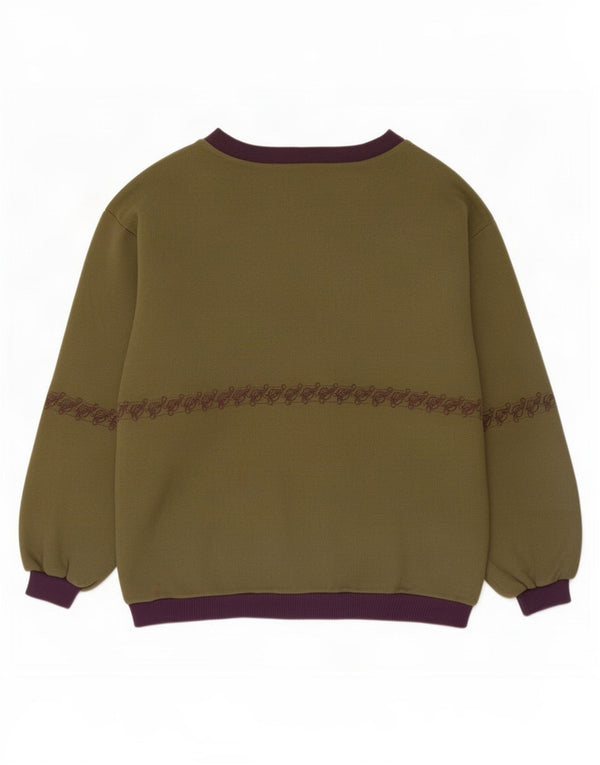 Vintage Mens Cardigan Sweater IT 52 XL Khaki Colourblock Cotton