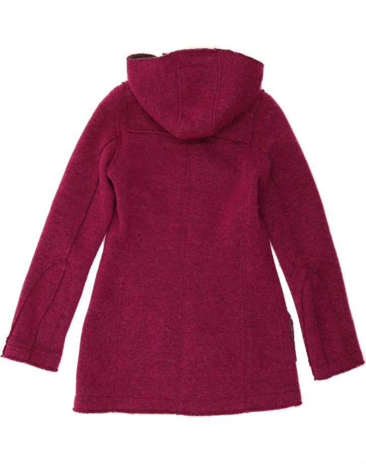 RIFLE Womens Hooded Knit Duffle Coat UK 14 Medium Burgundy Wool Vintage Rifle and Second-Hand Rifle from Messina Hembry 