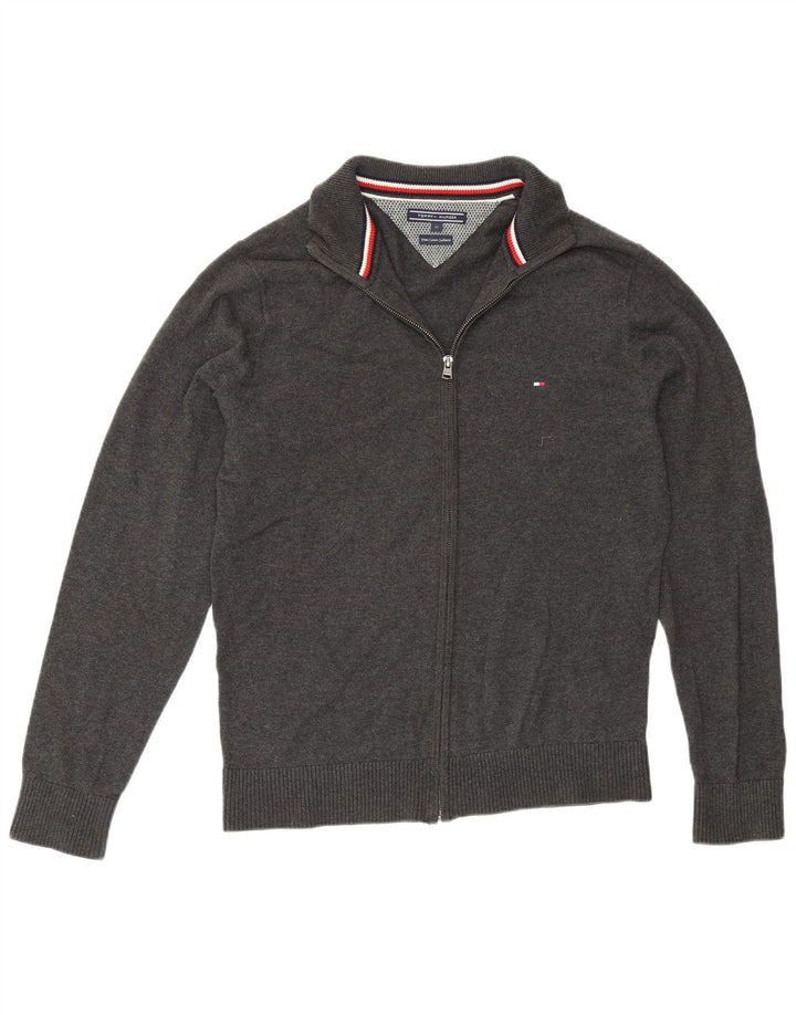 Tommy Hilfiger Herre cardigan sweater med fuld lynlås mellemgrå bomuld
