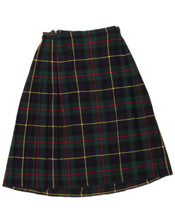 Vintage plisseret nederdel til kvinder EU 40 Medium W30 Grøn plaiduld