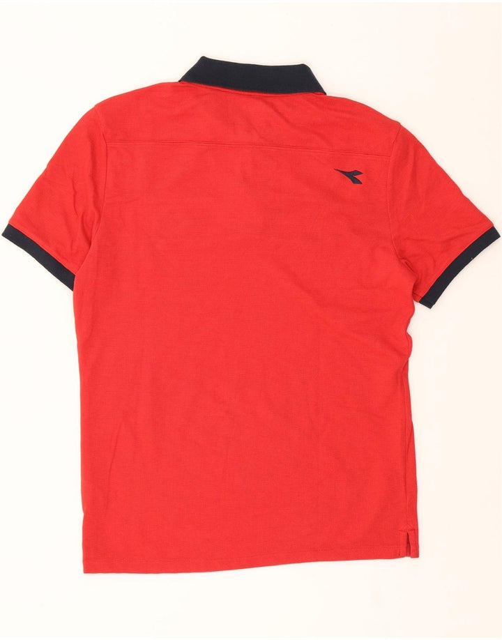 DIADORA Mens Graphic Polo Shirt Medium Red Cotton Vintage Diadora and Second-Hand Diadora from Messina Hembry 