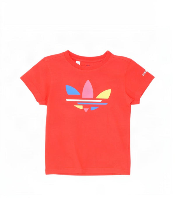 Adidas piger grafisk t-shirt top 4-5 år rød bomuld