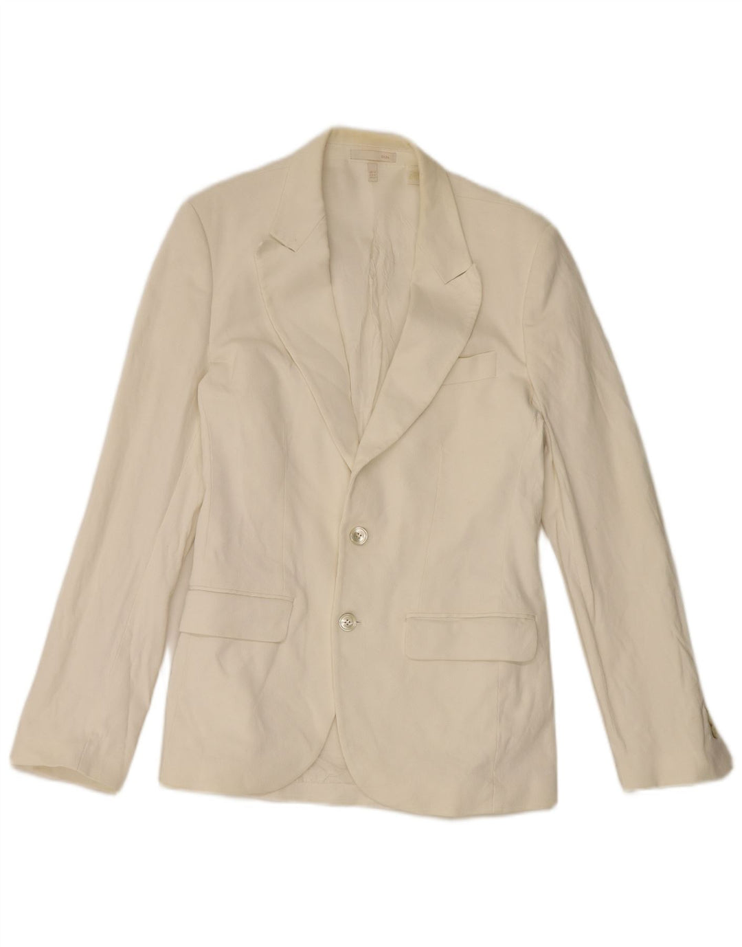 Zara Herre 2-knaps blazerjakke EU 50 Medium Hvid Bomuld