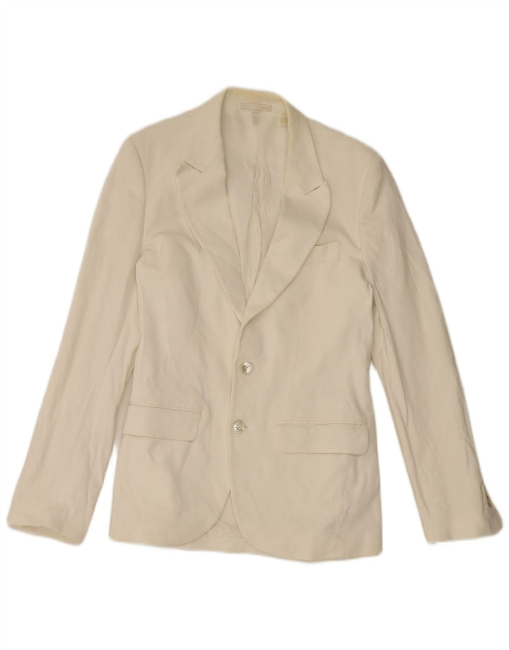 Zara Herre 2-knaps blazerjakke EU 50 Medium Hvid Bomuld