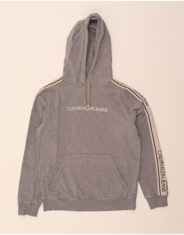 Calvin Klein Jeans Grafisk hættetrøje til mænd Small Grå Colourblock Bomuld