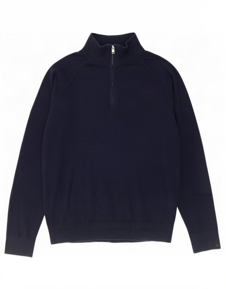 Gap Herre Zip Neck Jumper Sweater Stor Marineblå Bomuld