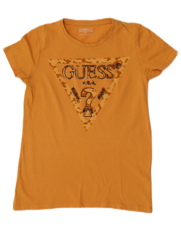 Guess piger grafisk t-shirt top 13-14 år gul bomuld