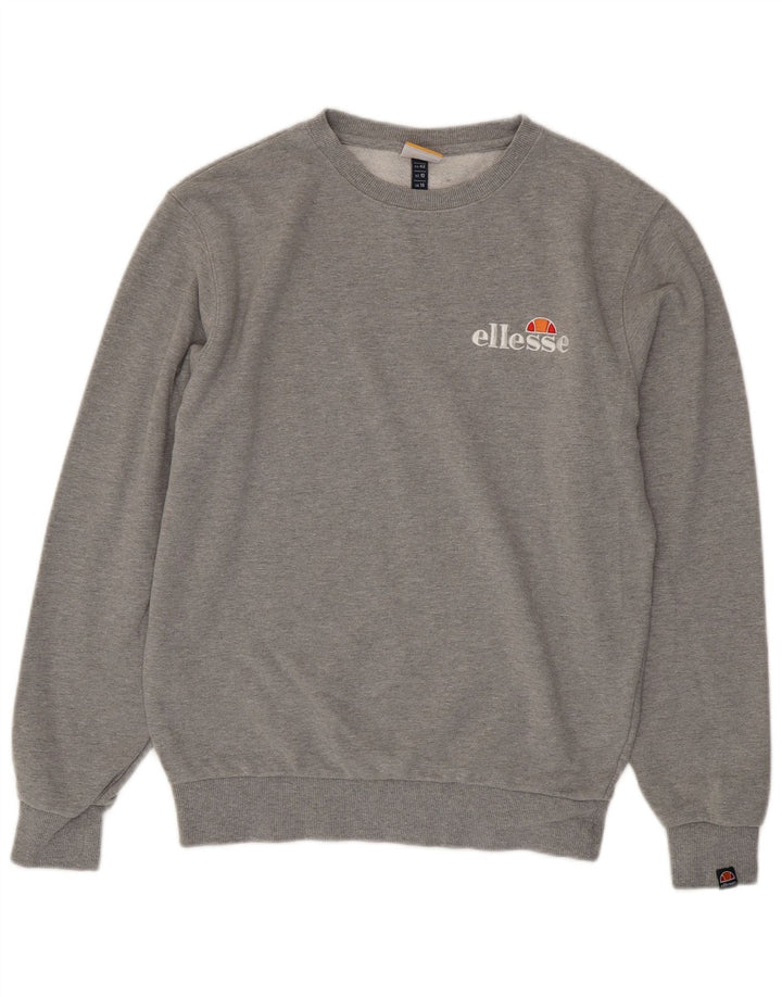 Ellesse Dame Grafisk Sweatshirt Jumper UK 14 Stor Grå Bomuld