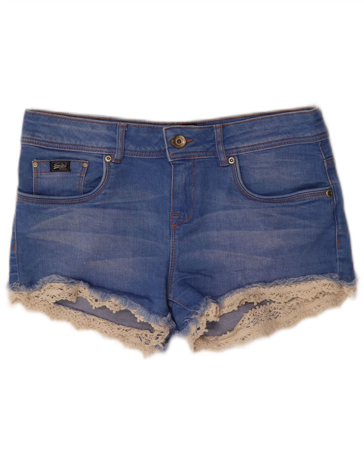 SUPERDRY denimshorts til kvinder W26 Små blå bomuld