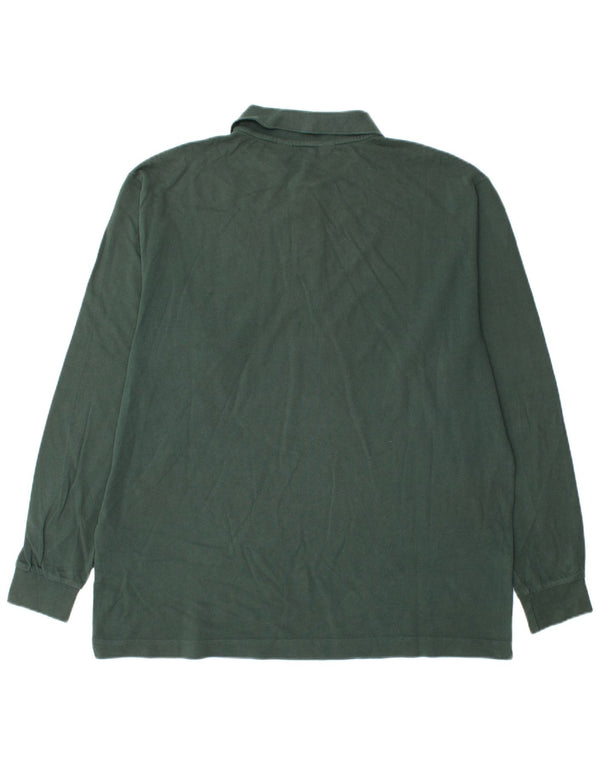 Kappa Mens Long Sleeve Polo Shirt XL Green Cotton